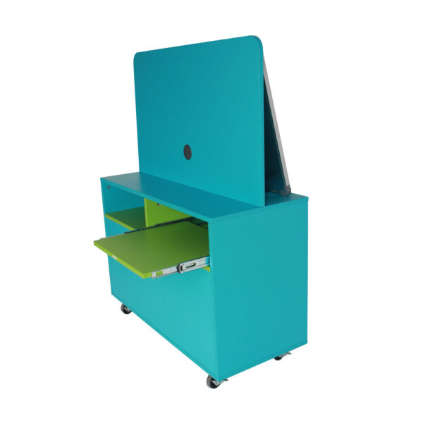 Educated furniture teacher station with whiteboard and television mountable back board