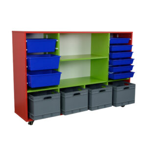 Educated furniture tote tray cubebox storage unit for classrooms in melteca construction