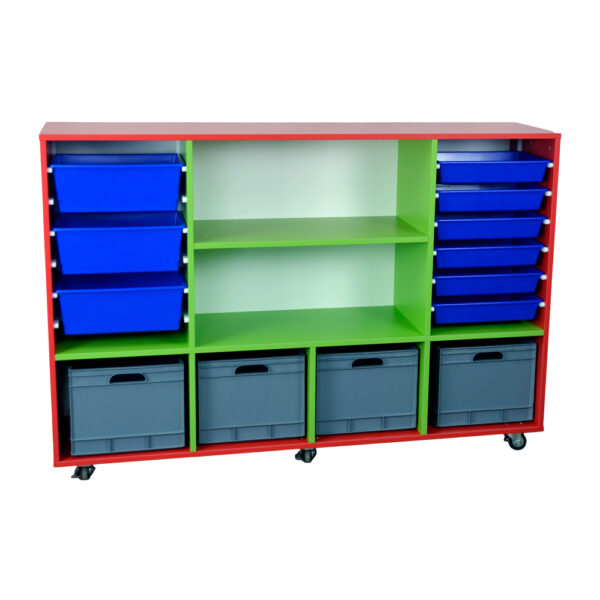 Educated furniture tote tray cubebox storage unit for classrooms in melteca construction