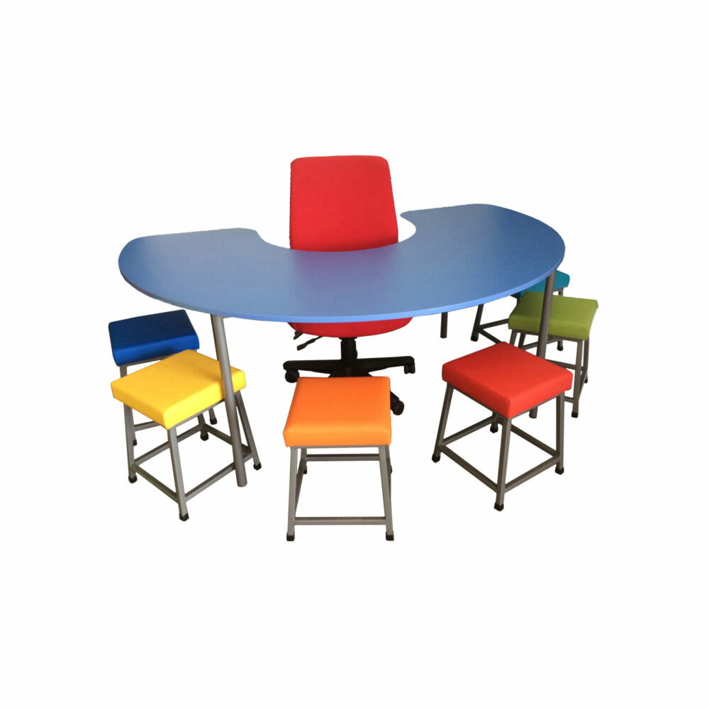 Educated furniture horseshoe table for collaborative teaching