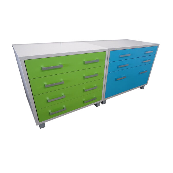 Educated Furniture iQuad desk unit with two drawers and double file unit for office or educational administration block