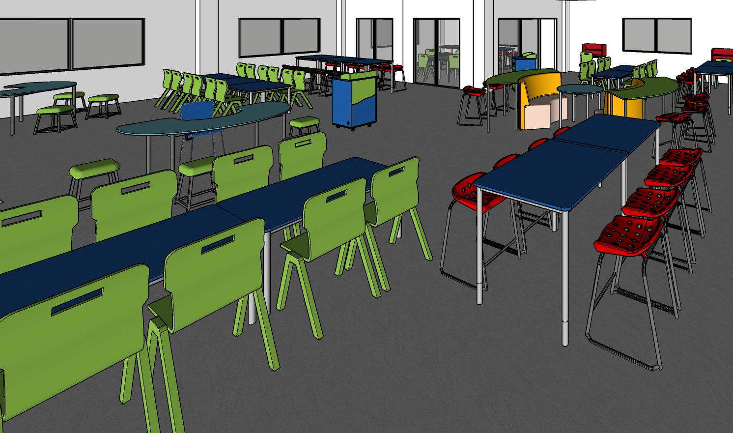 Educated furniture 3D design of classroom fitout