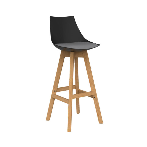 Luna visitor chair with black shell and grey seat pad
