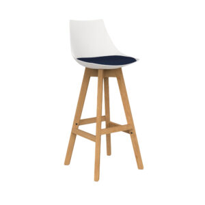 Luna visitor chair with white shell and navy seat pad