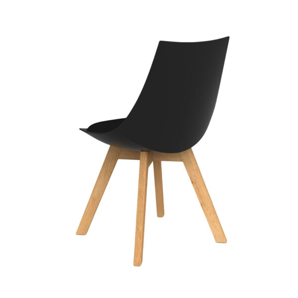 Luna visitor chair with black shell and blue seat pad