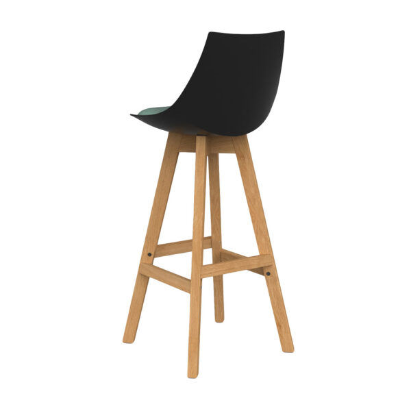 Luna visitor chair with black shell and moss seat pad from the back