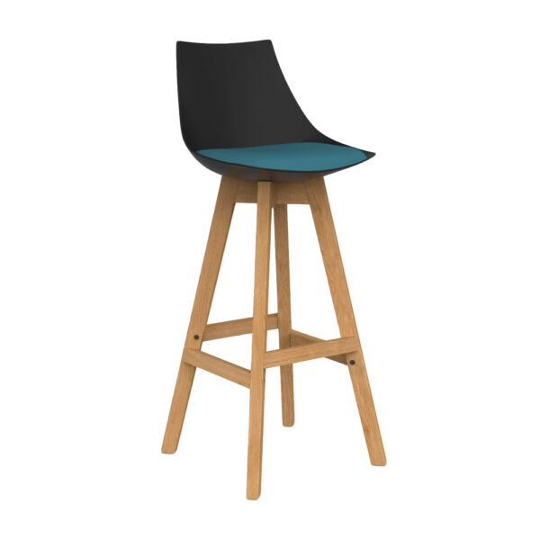 Luna visitor chair with black shell and green seat pad
