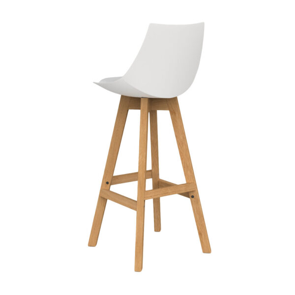 Luna visitor chair with white shell and black seat pad back view