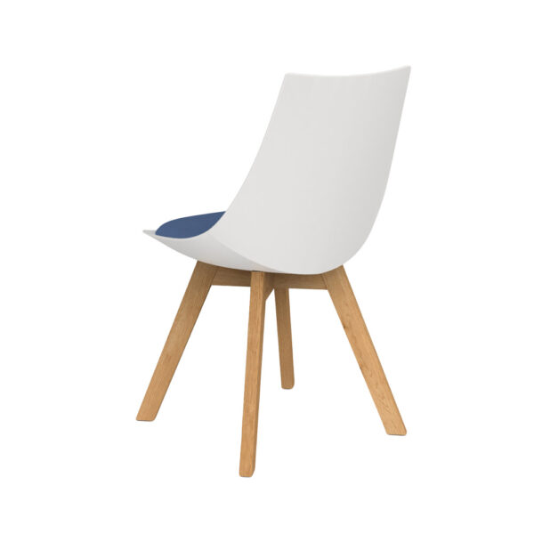 Luna visitor chair with white shell and blue seat pad