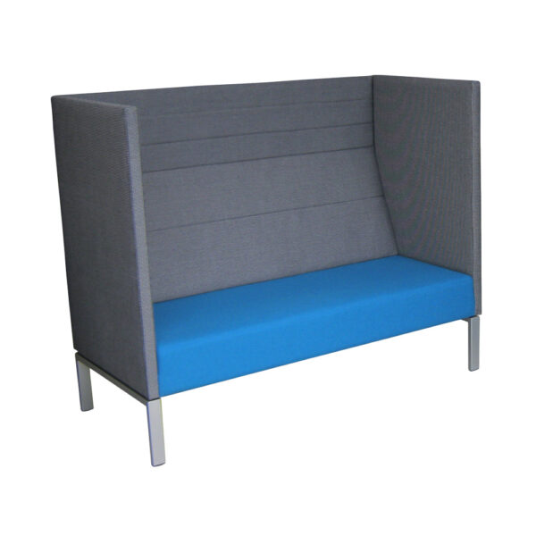 Educated furniture domino booth 3 seater with blue and charcoal fabric for classrooms or libraries