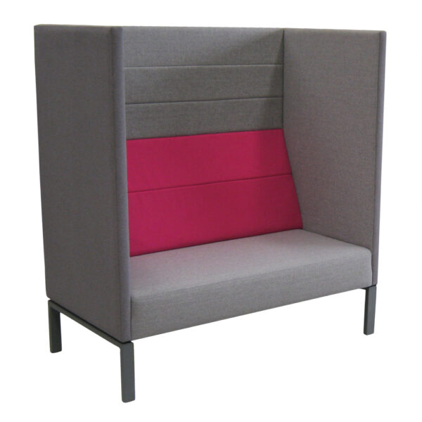 Educated furniture domino booth 2 seater with blue and charcoal fabric for classrooms or libraries