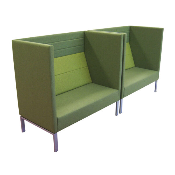 Educated furniture domino booth 2 seater with green fabric for classrooms or libraries